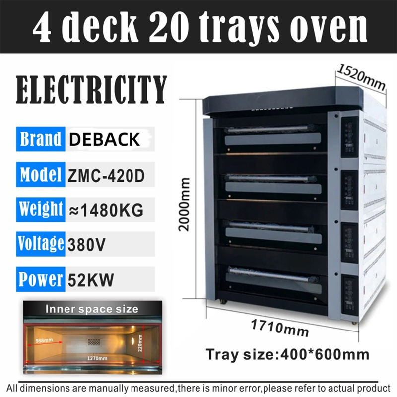 Factory Outlet Industrial Bread Making Equipment New 4 Deck 20 Trays Deck Oven for Restaurant & Food Shop 380V Motor Made Flour